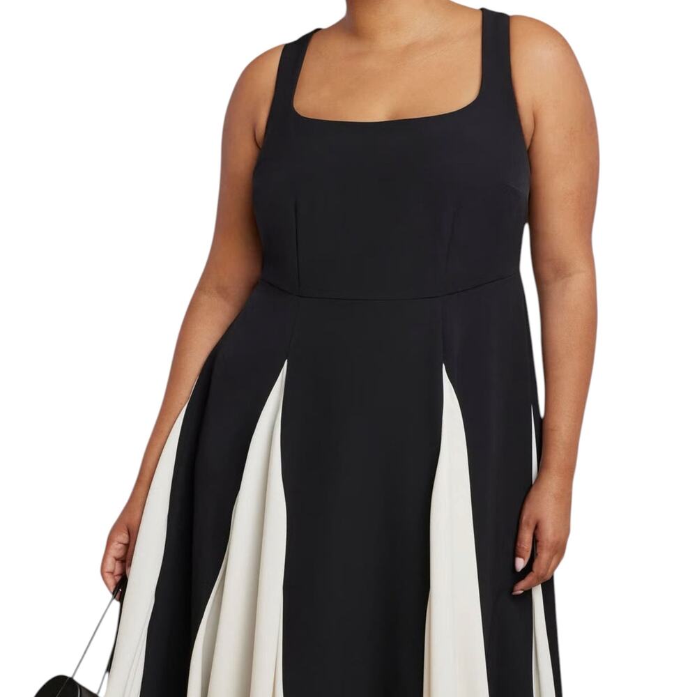 NWT ELOQUII Godet Gown Size 18 Black Creamy White Classic Formal Maxi Dress - Picture 4 of 14